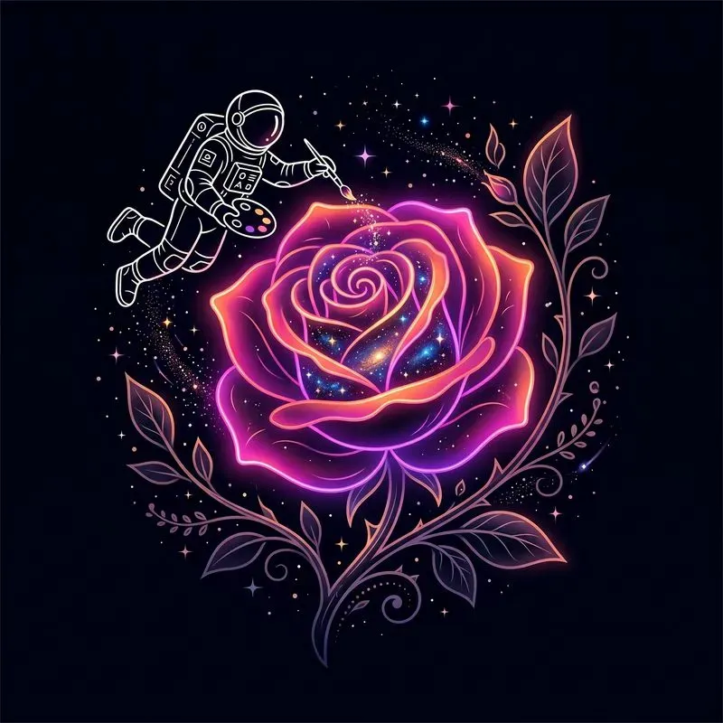 Cosmic Bloom Line Art Pros