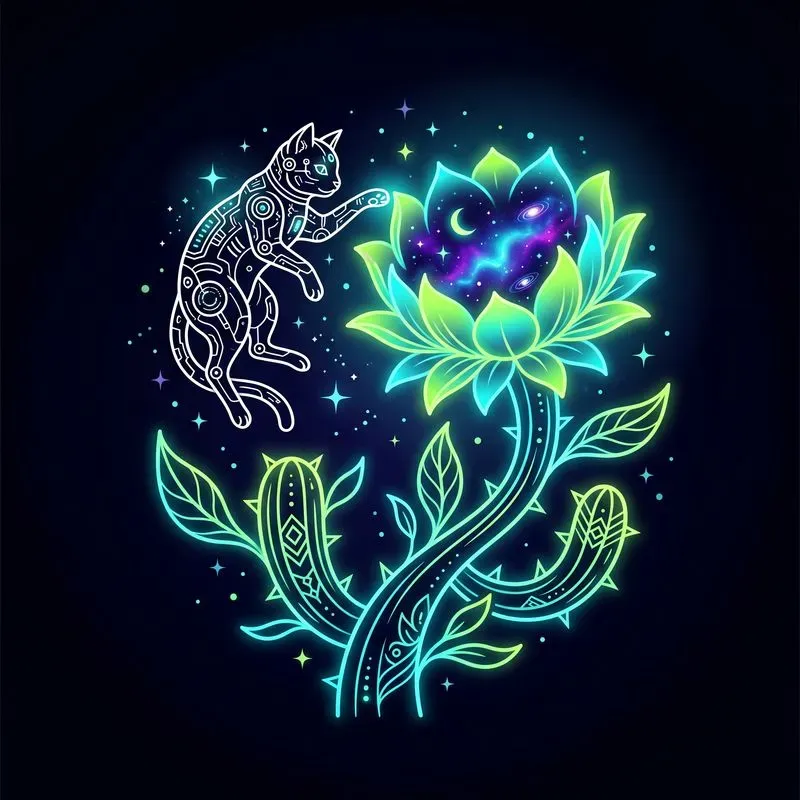 Cosmic Bloom Line Art Pros