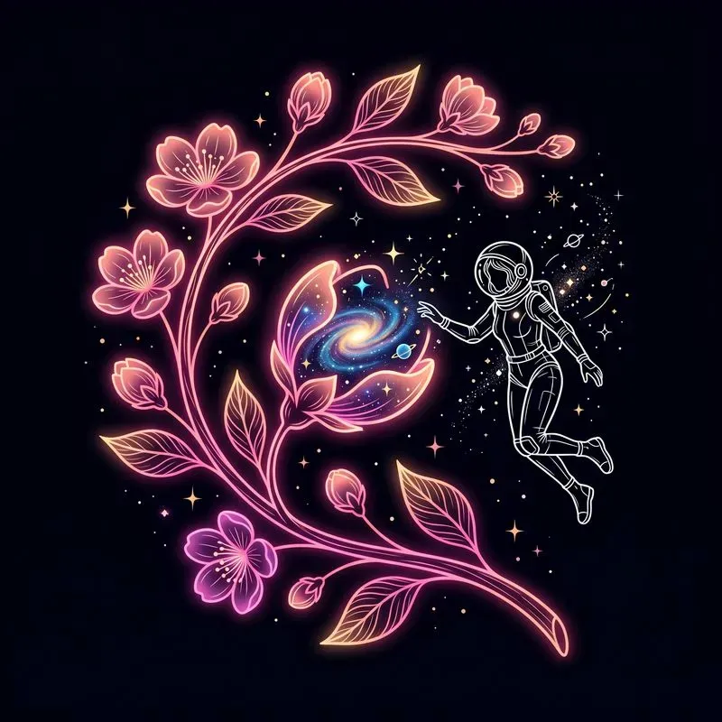 Cosmic Bloom Line Art Pros