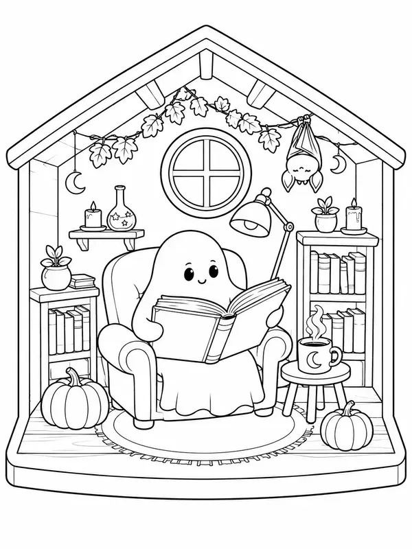 Halloween Dollhouse Coloring Pages