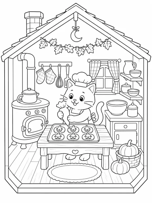 Halloween Dollhouse Coloring Pages