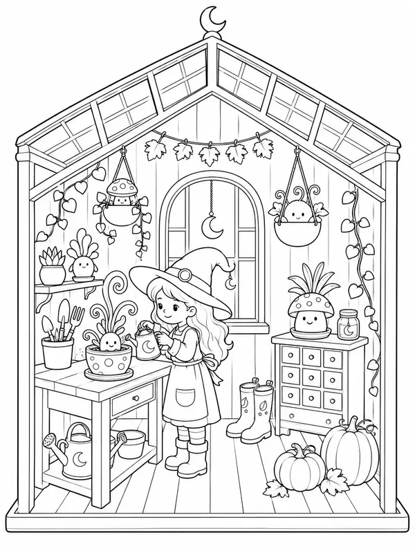 Halloween Dollhouse Coloring Pages