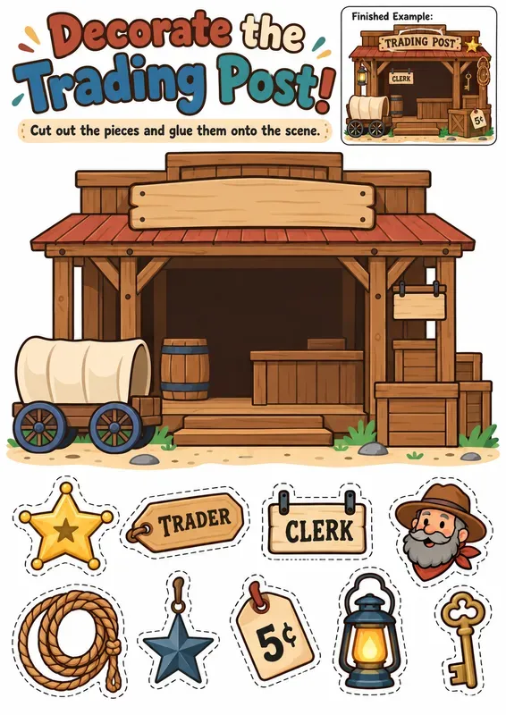 Cut And Paste Scene Decoration Worksheets