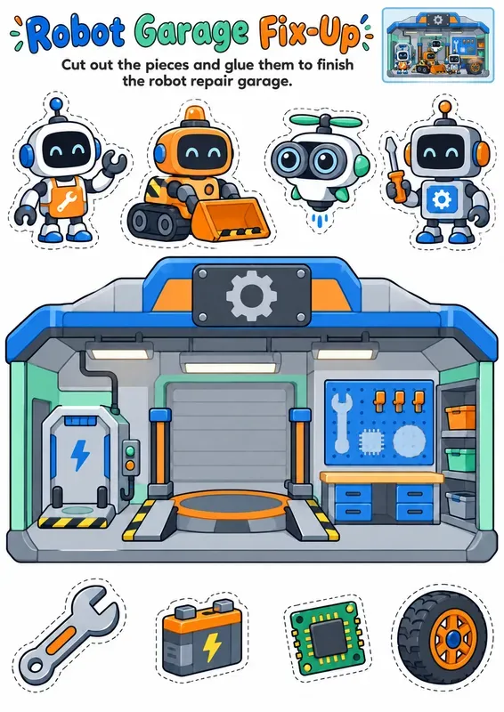 Cut And Paste Scene Decoration Worksheets