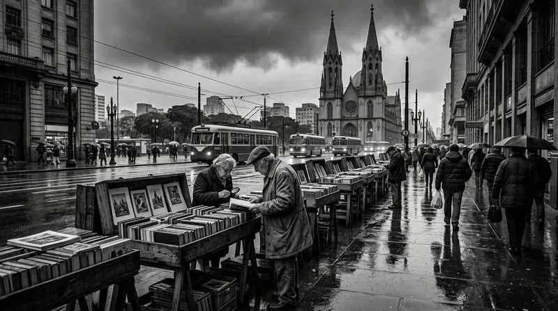Vintage Rain Black White Cityscapes