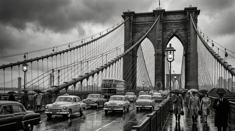 Vintage Rain Black White Cityscapes