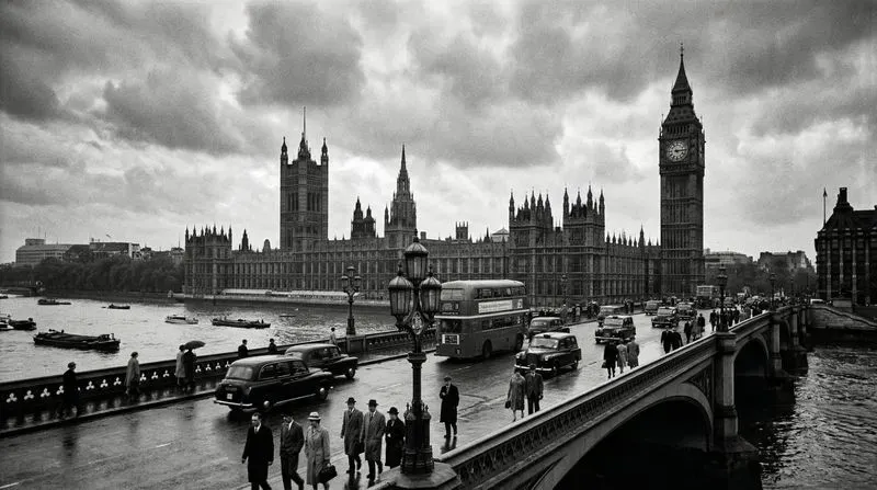 Vintage Rain Black White Cityscapes