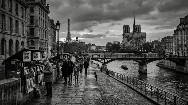 Vintage Rain Black White Cityscapes