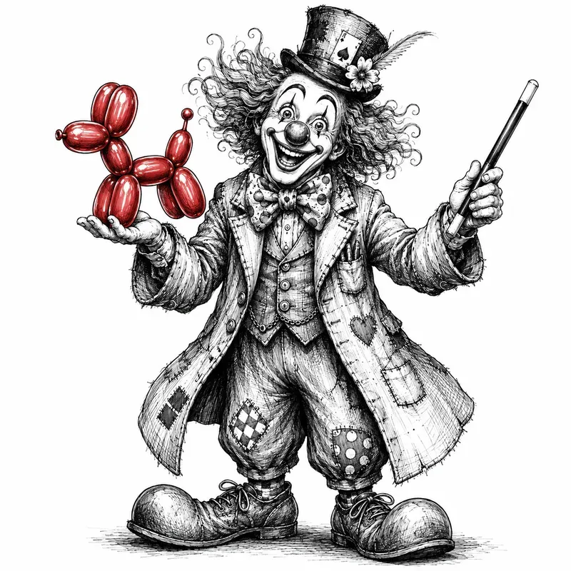 Vintage Gothic Clown Art
