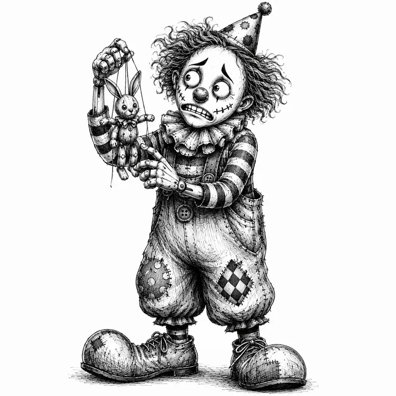 Vintage Gothic Clown Art