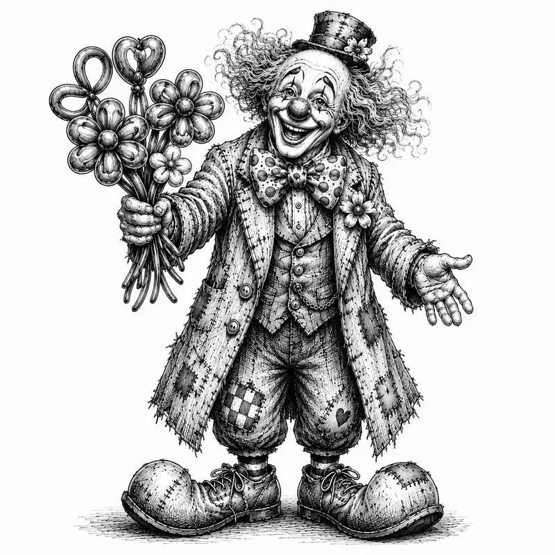 Vintage Gothic Clown Art