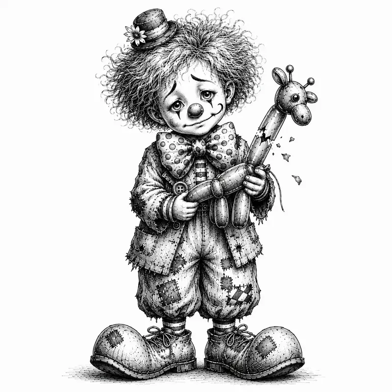 Vintage Gothic Clown Art