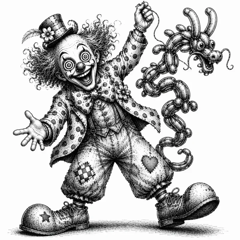 Vintage Gothic Clown Art