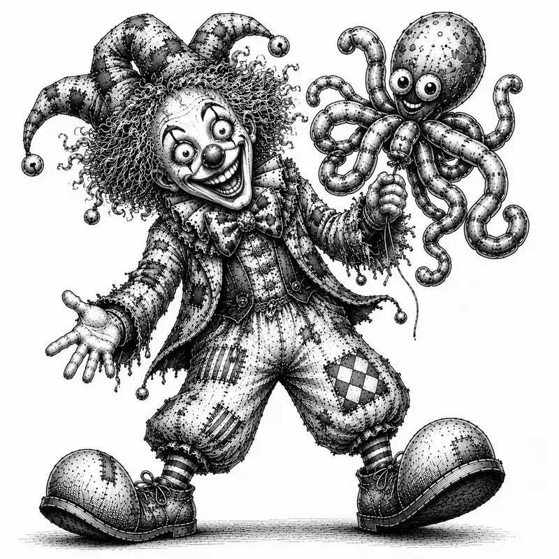 Vintage Gothic Clown Art