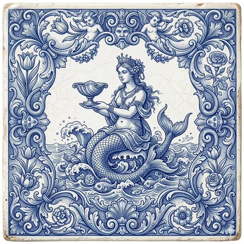 Blue Porcelain Figure Frames