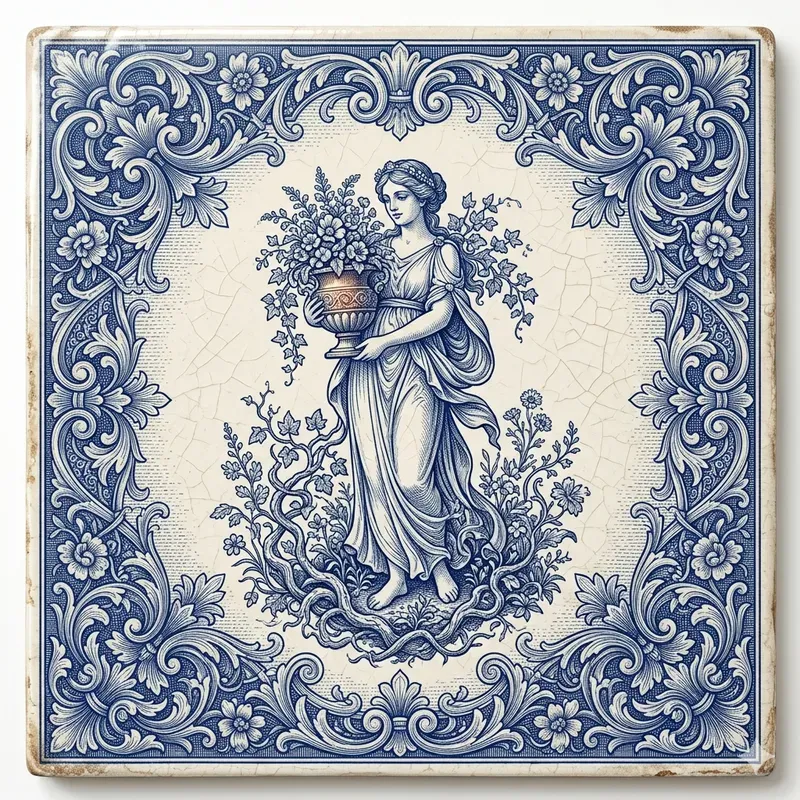 Blue Porcelain Figure Frames