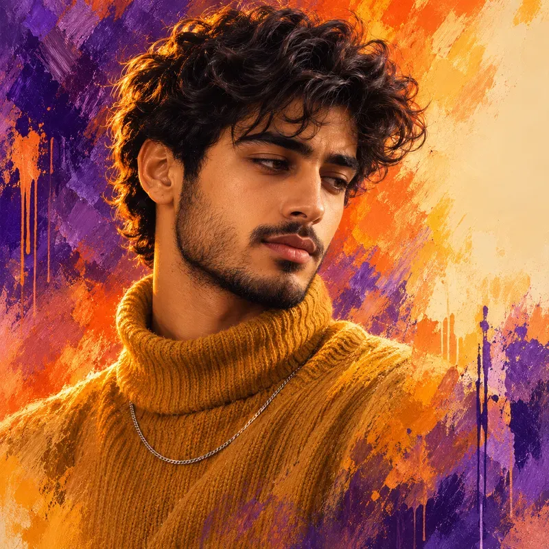 Painterly Portrait Color Splashes