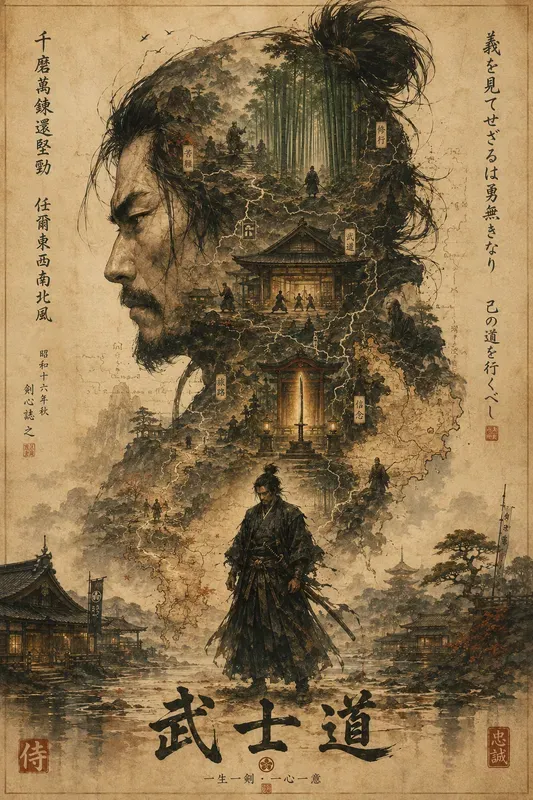 Sumie Portrait Map Art