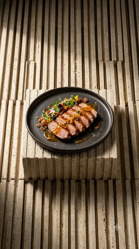 Raw Ribbed Travertine Menu Food Stages