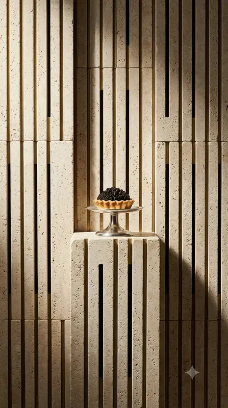 Raw Ribbed Travertine Menu Food Stages