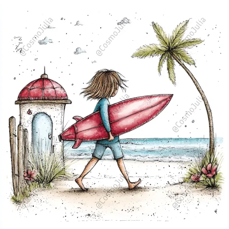 Whimsical Summer Beach Illustrations