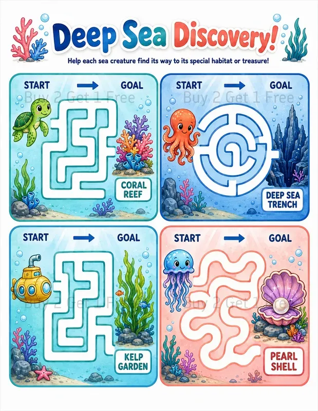 Kids Goal Maze Activity Worksheets