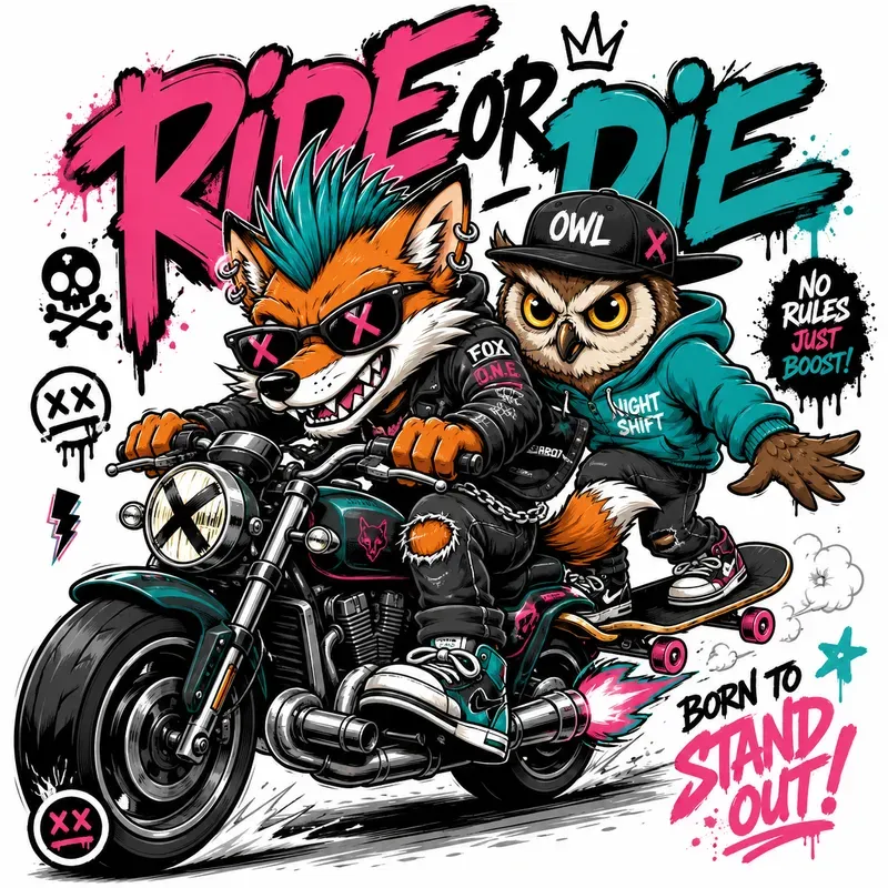 Urban Cartoon Rebel Riders