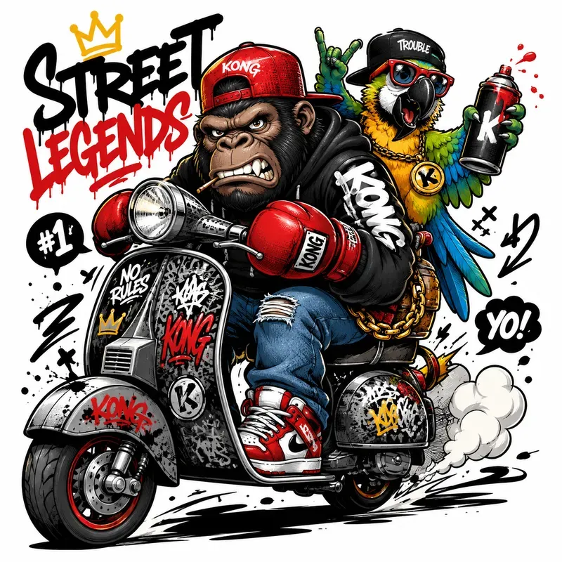 Urban Cartoon Rebel Riders