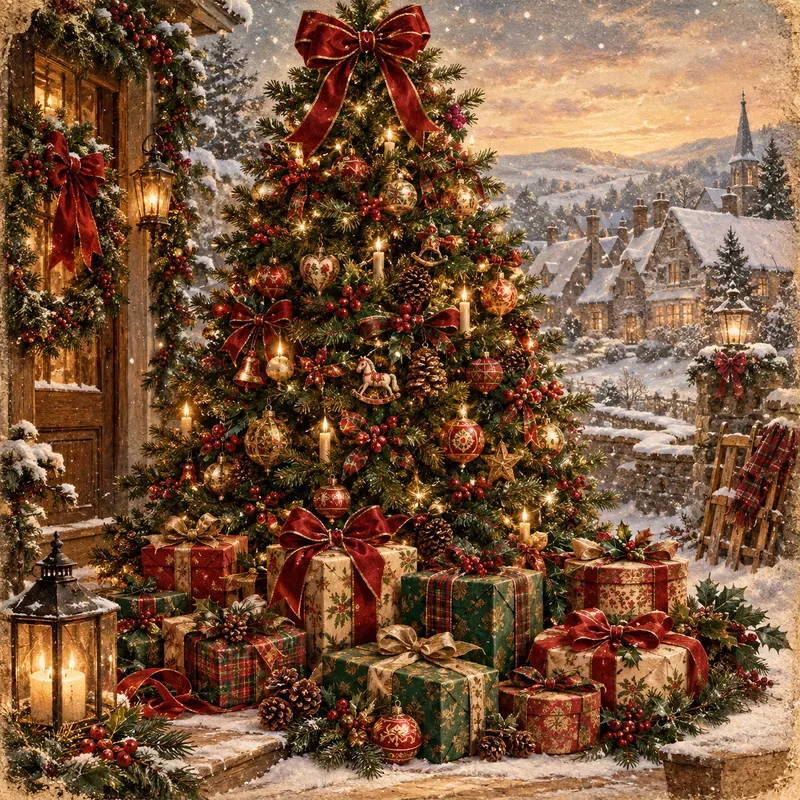 Vintage Christmas Gift Scenes