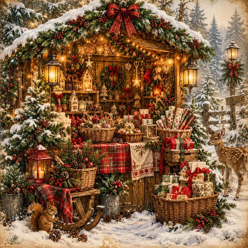 Vintage Christmas Gift Scenes