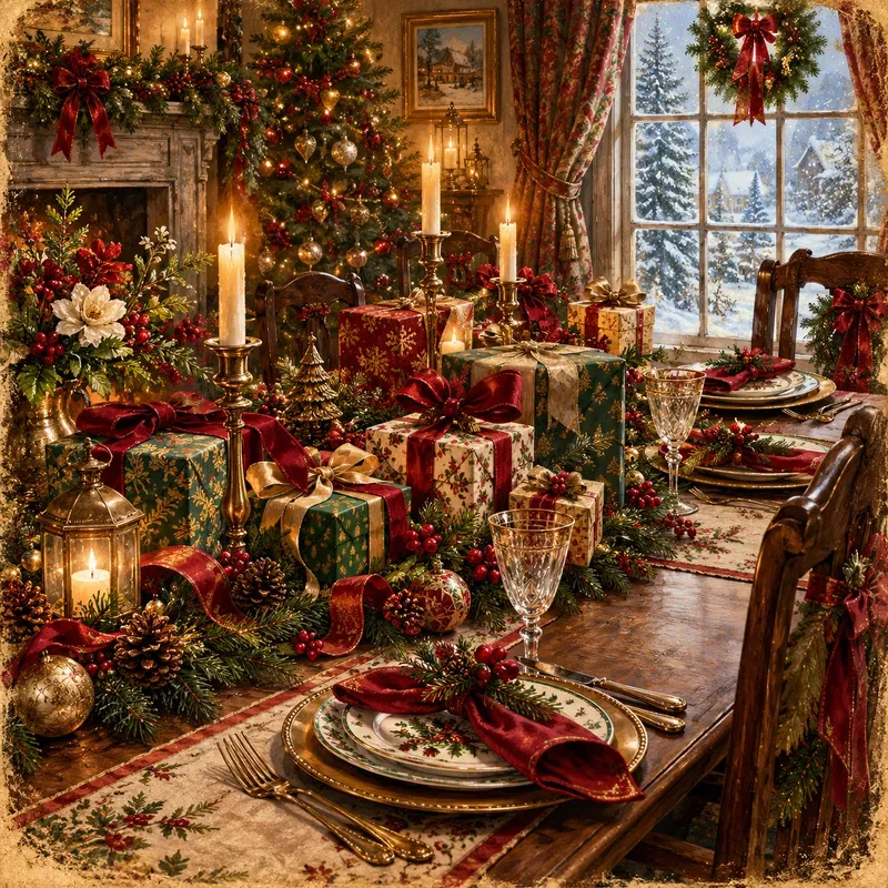 Vintage Christmas Gift Scenes