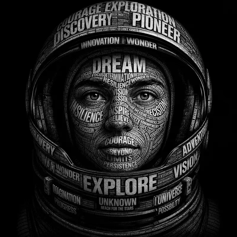 Black White Typography Portrait Art