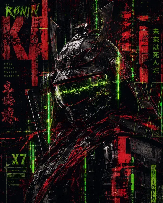 Dark Cyberrenaissance Glitch Poster Art