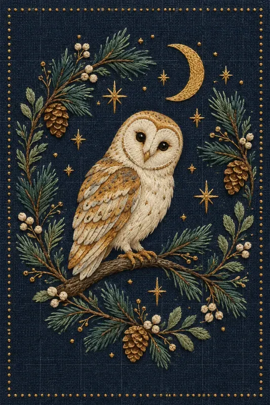 Embroidered Woodland Holiday Art