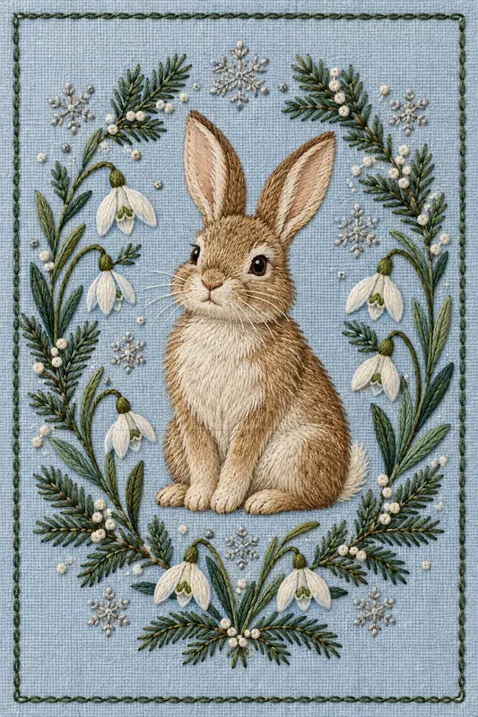 Embroidered Woodland Holiday Art