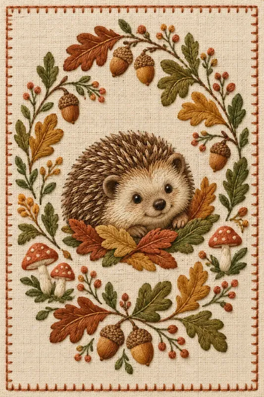Embroidered Woodland Holiday Art