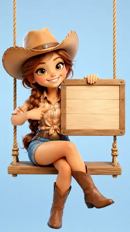 3D Cartoon Swing Signboard Characters