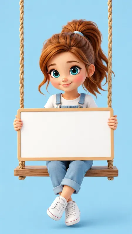 3D Cartoon Swing Signboard Characters