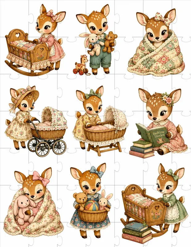 Woodland Nursery Animals Fussycut Sheets