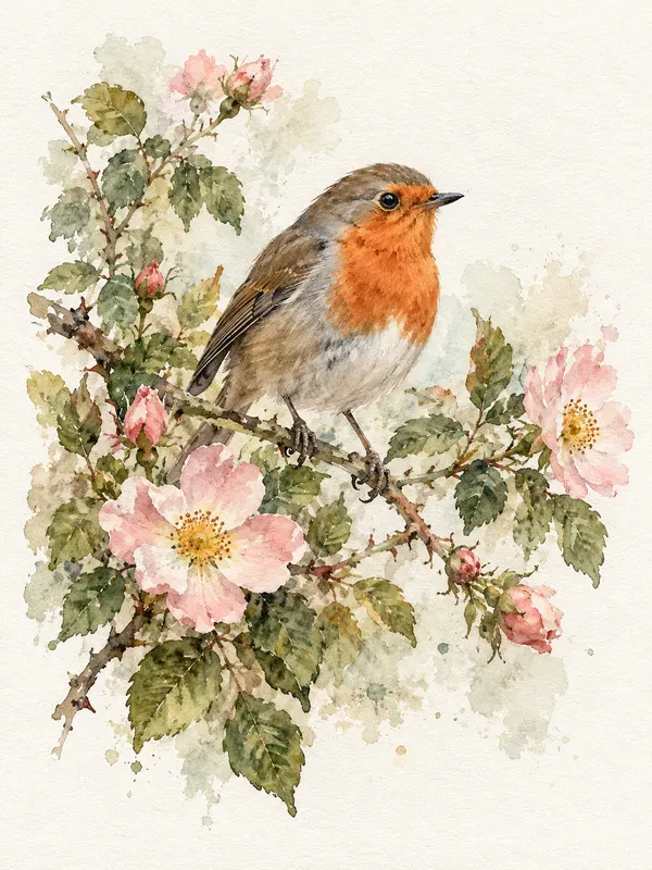 Botanical Bird Watercolor Prints