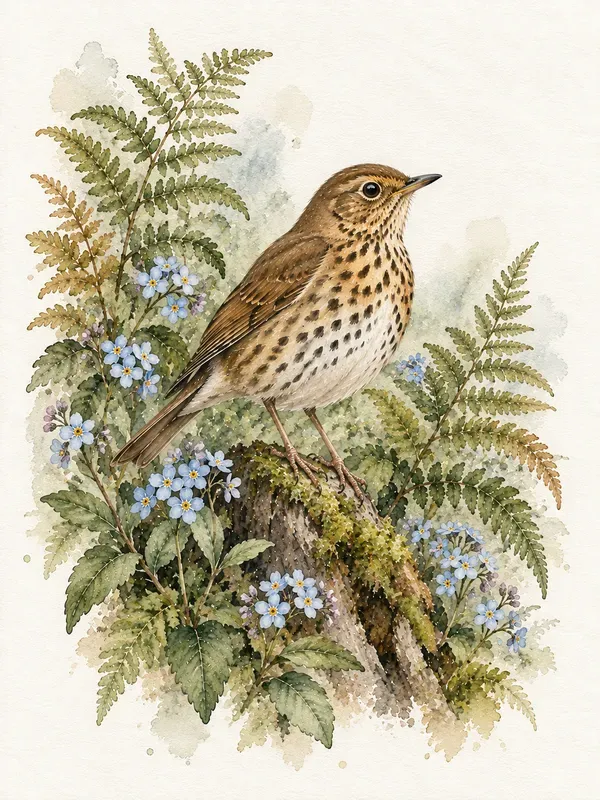 Botanical Bird Watercolor Prints