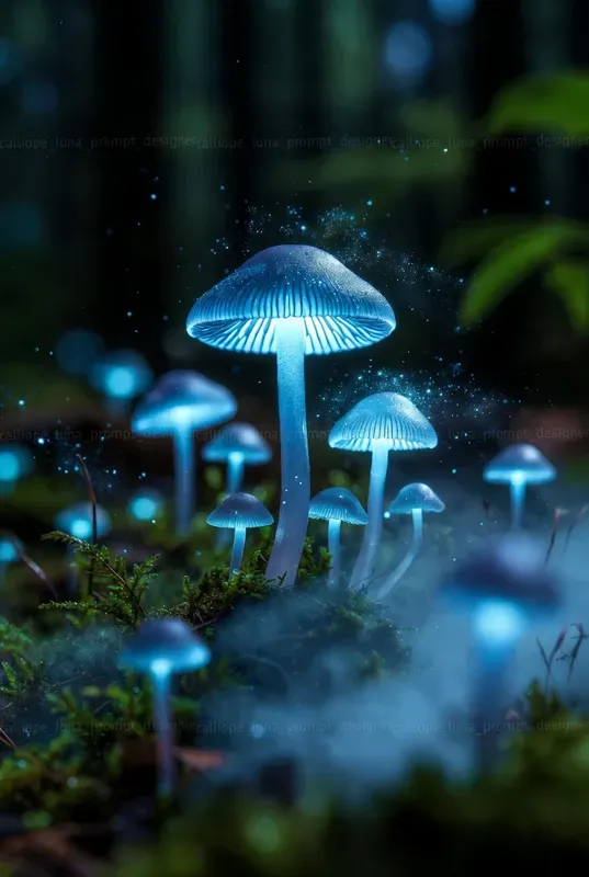 Luminous Mushroom Grove Spirit Portraits