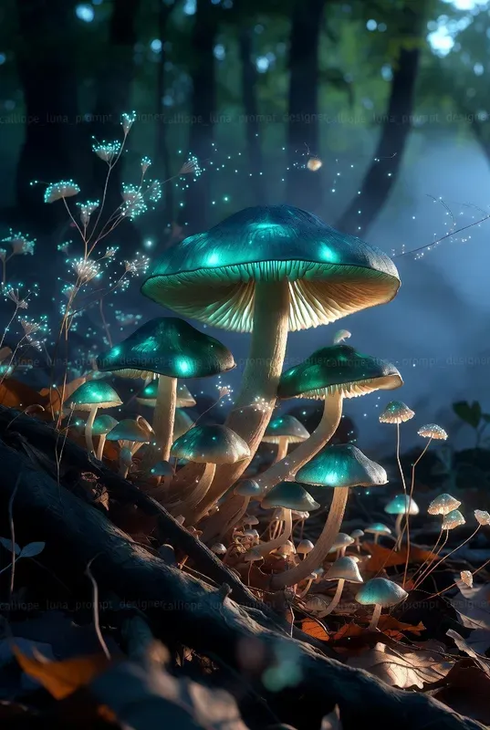 Luminous Mushroom Grove Spirit Portraits