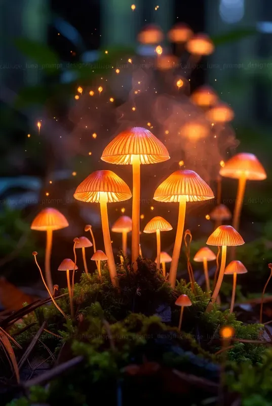 Luminous Mushroom Grove Spirit Portraits