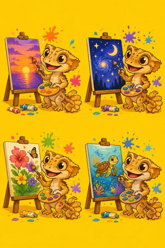 Whimsical 4panel Kids Grid Illustrations