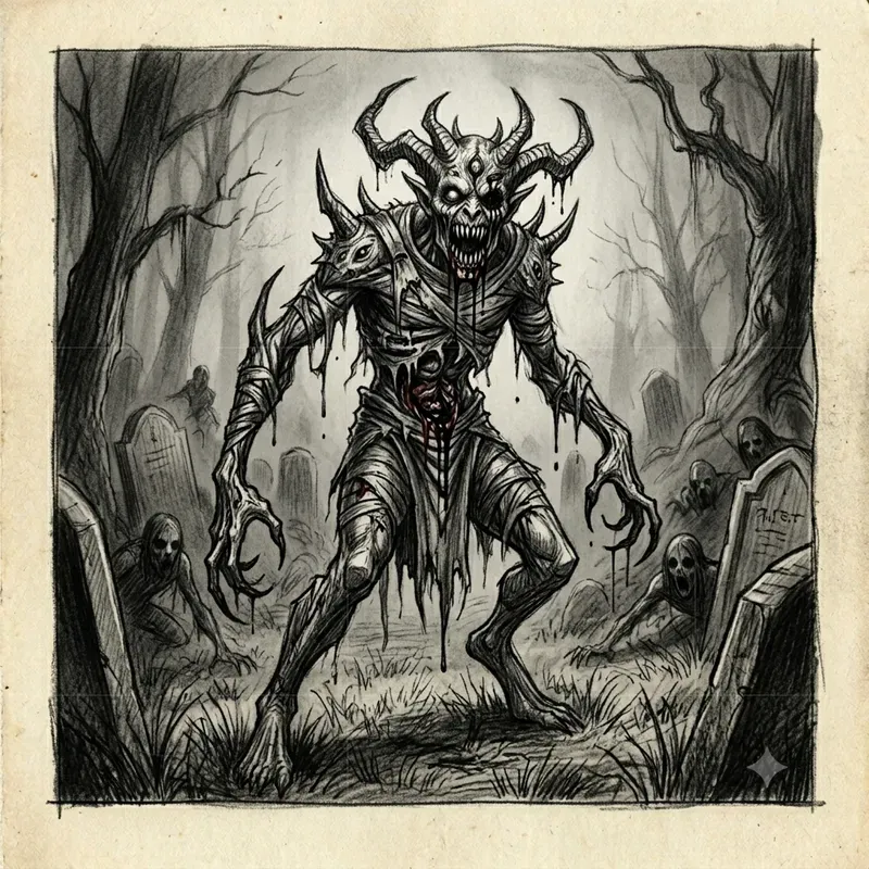 Haunting Dark Pencil Horror Art