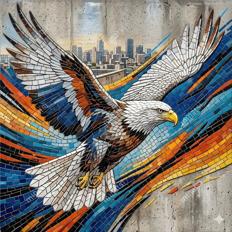 Hyperrealistic Urban Tiger Mosaic Art