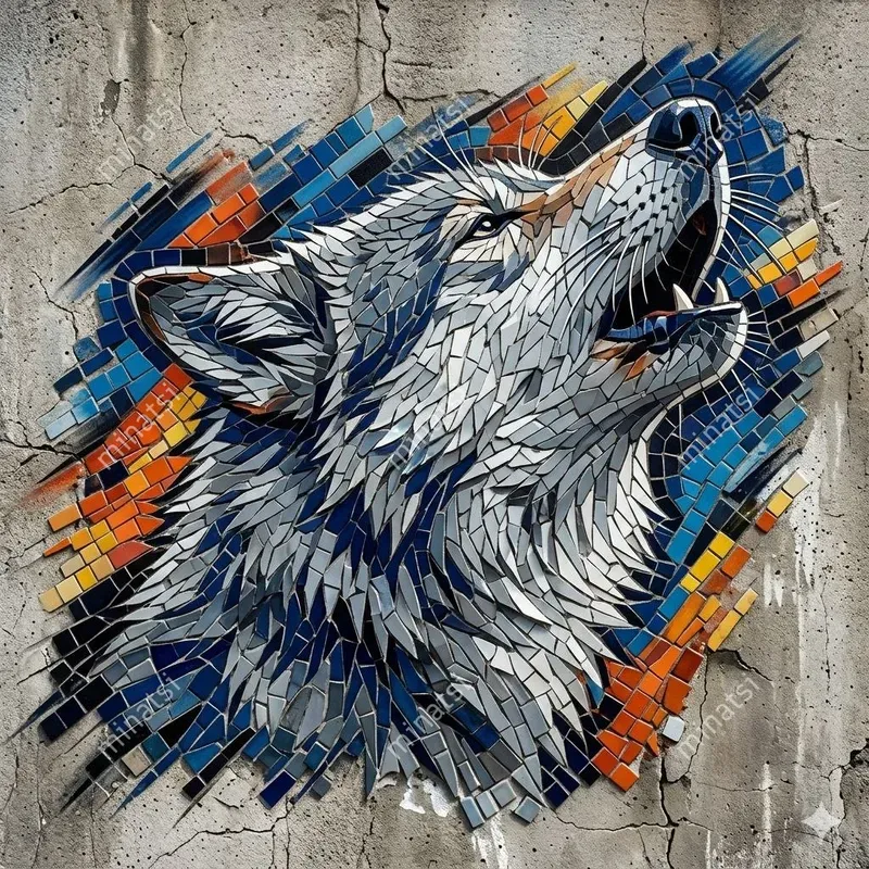 Hyperrealistic Urban Tiger Mosaic Art
