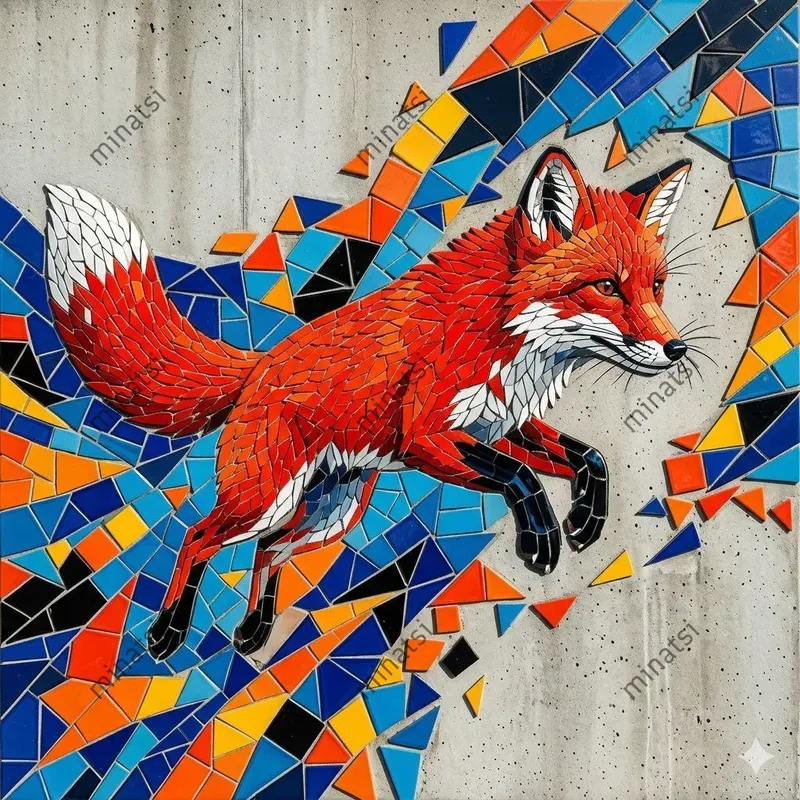 Hyperrealistic Urban Tiger Mosaic Art