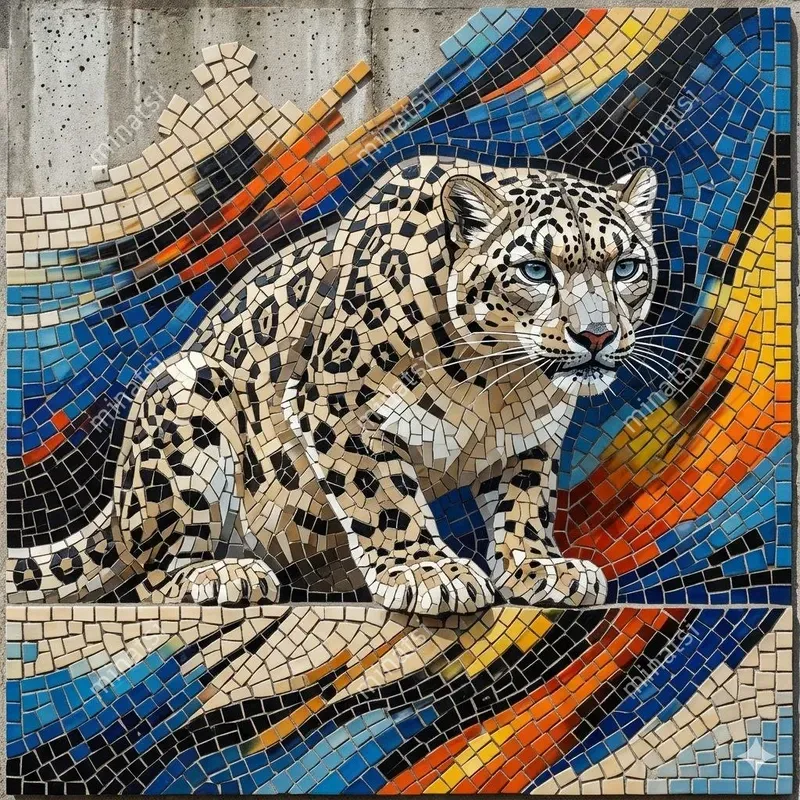 Hyperrealistic Urban Tiger Mosaic Art